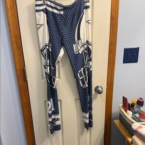 Women’s Cowboys themed Blue and White Sports Leggings large